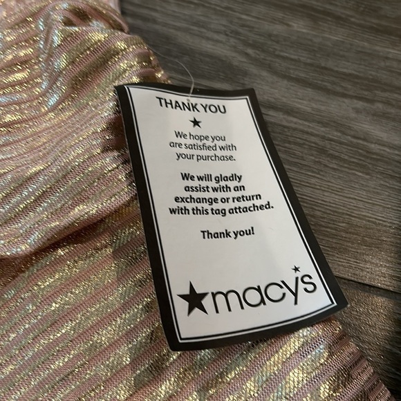 TRIXXI Pink Metallic Tiered Ruffled Sweetheart Neck Striped Strapless Juniors 15 - Picture 6 of 9